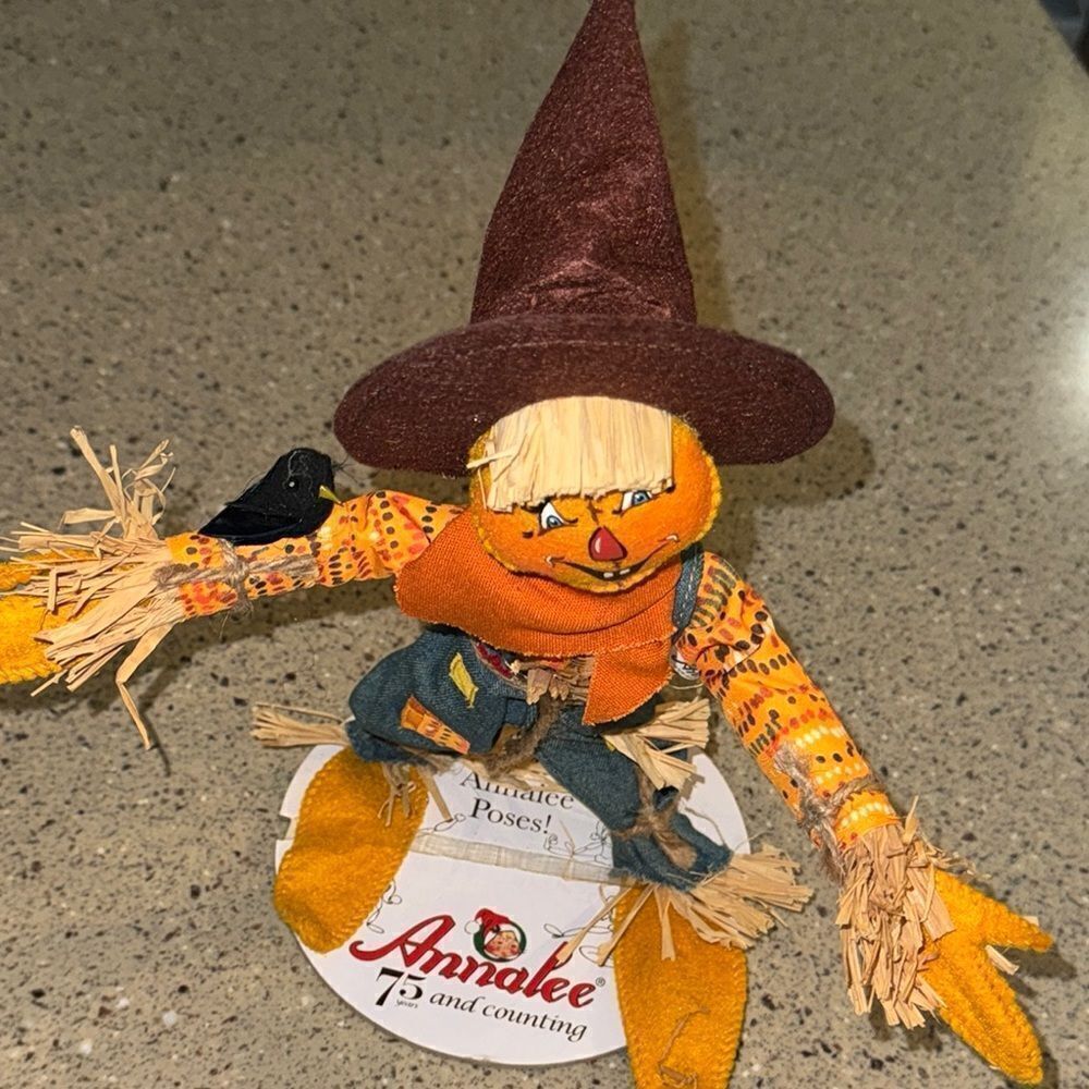 Annalee Orange Scarecrow with Brown Hat